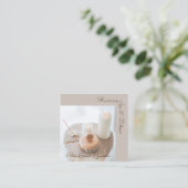 フラワー、キャンドル、ブラシスパ&ウェルネスビジネスカード スクエア名刺 (スタンド正面)