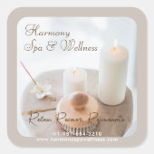 フラワー、キャンドル、ブラシスパ&ウェルネス スクエアシール (正面)