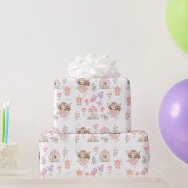 フラワー キュート フェアリー 誕生日パーティー ギフト包装紙 ラッピングペーパー