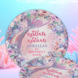 フラワー ギラギラ マーメイドテール 8歳の誕生日 ペーパープレート