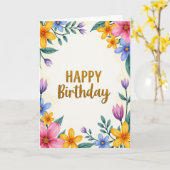 フラワー ギラギラ 誕生日カード カード (黄色い花)