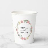 フラワー クラウン スクリプト エレガンシー ウェディング ペーパー カップス 紙コップ (裏面)