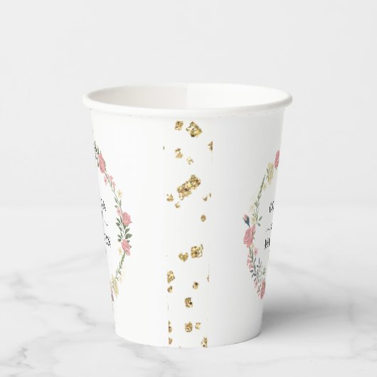 フラワー クラウン スクリプト エレガンシー ウェディング ペーパー カップス 紙コップ (左)