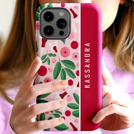 フラワー クランベリー オーダーメイド 名前入り iPhone 15ケース