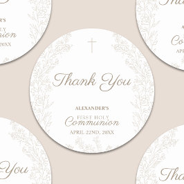 フラワー・クロス 初聖体拝領のお礼 ラウンドシール
