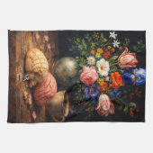 フラワー・コンチャの静物画 | モノグラム キッチンタオル (横)