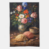 フラワー・コンチャの静物画 | モノグラム キッチンタオル (縦)