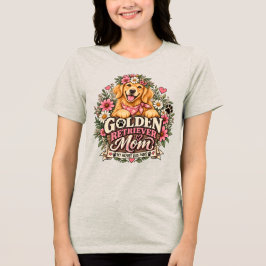 フラワー ゴールデンレトリバー ママ 私のハートはパウを持っています トライブレンドTシャツ