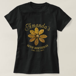 フラワー ゴールド ギター 花 スイート16 誕生日 Tシャツ