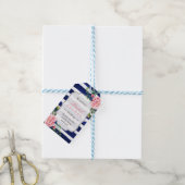 フラワー シルバー ネイビー ストライプ ブライズ シャワー サンクス ギフトタグ (より糸付き)