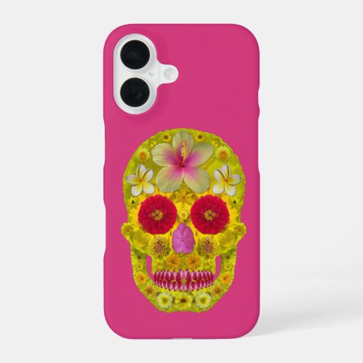 フラワー スカル 8 iPhone 16ケース (裏面)