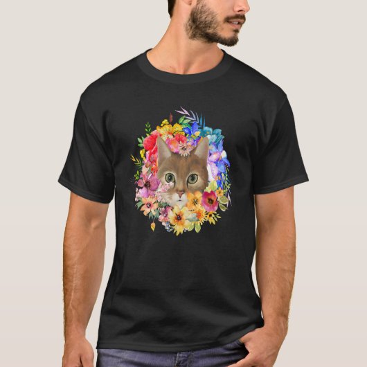 フラワー スプリング 猫 と 春 の 花 農場 ペット 自然 Tシャツ (正面)