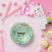 フラワー&バタフライ誕生日プレート ペーパーボウル (パーティー)