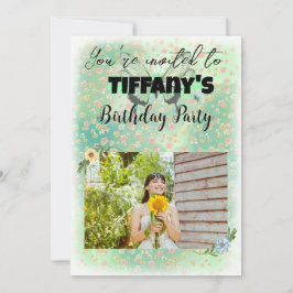 フラワー&バタフライ誕生日招待状 招待状