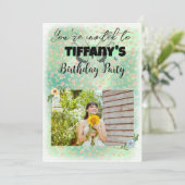 フラワー&バタフライ誕生日招待状 招待状 (スタンド正面)