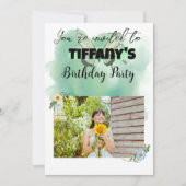 フラワー&バタフライ誕生日招待状 招待状 (正面)