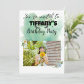 フラワー&バタフライ誕生日招待状 招待状 (スタンド正面)