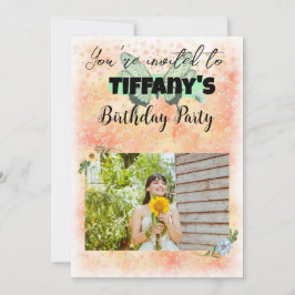 フラワー&バタフライ誕生日招待状 招待状