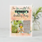 フラワー&バタフライ誕生日招待状 招待状 (スタンド正面)