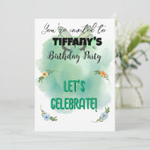 フラワー&バタフライ誕生日招待状 招待状 (スタンド正面)