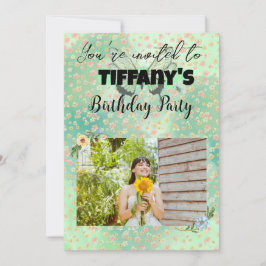 フラワー&バタフライ誕生日招待状 招待状