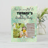 フラワー&バタフライ誕生日招待状 招待状 (スタンド正面)