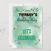 フラワー&バタフライ誕生日招待状 招待状 (正面)