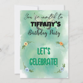 フラワー&バタフライ誕生日招待状 招待状