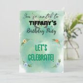 フラワー&バタフライ誕生日招待状 招待状 (スタンド正面)