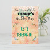 フラワー&バタフライ誕生日招待状 招待状 (スタンド正面)