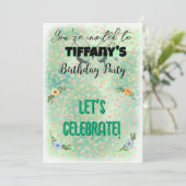 フラワー&バタフライ誕生日招待状 招待状 (スタンド正面)