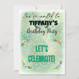 フラワー&バタフライ誕生日招待状 招待状