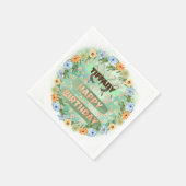 フラワー&バタフライ誕生日 スタンダードカクテルナプキン (角)