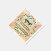 フラワー&バタフライ誕生日 スタンダードカクテルナプキン (角)