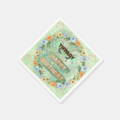 フラワー&バタフライ誕生日 スタンダードカクテルナプキン (角)