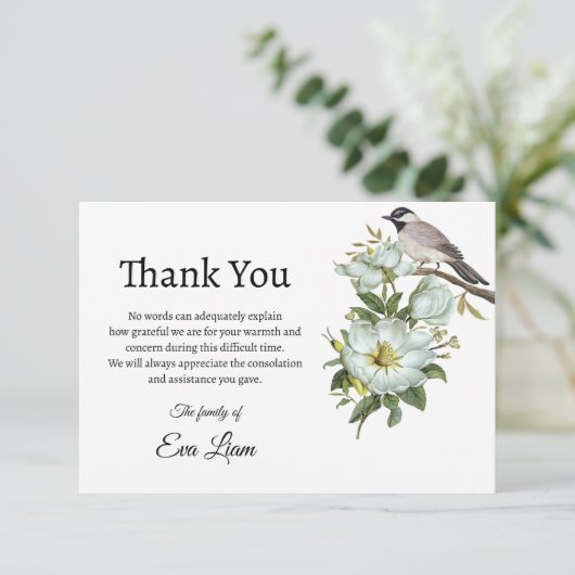 フラワー&バード葬儀サンキューカード エンクロージャーカード (スタンド正面)