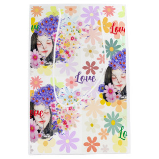 フラワー パワー ガール パワー ミディアムペーパーバッグ