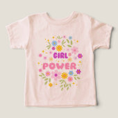 フラワー・パワー "ガール・パワー" 子供用Tシャツ (デザイン正面)