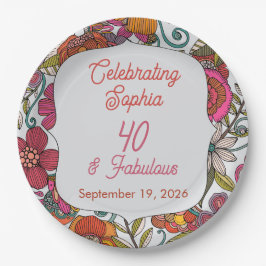 フラワー パーティー プレート 40歳の誕生日
