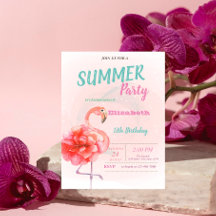 フラワー ピンク フラミンゴ 夏の誕生日パーティー