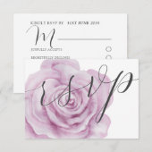 フラワー ピンク ローズ 水彩 結婚式 RSVP (正面/裏面)