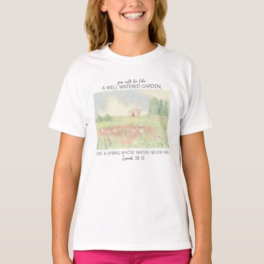 フラワー・フィールド・クリスチャン聖書の詩 Tシャツ (正面)