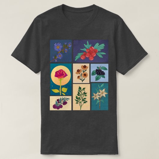 フラワー&フルーツ ヴィンテージ切手 Tシャツ (デザイン正面)