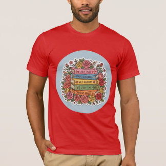 フラワー・ブックワームTシャツ | かわいい読書とバラの房 Tシャツ