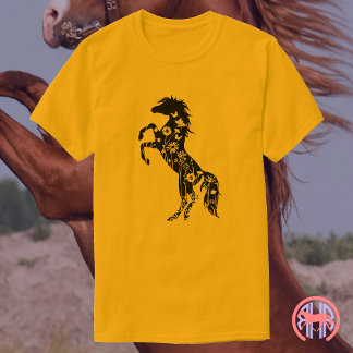 フラワー ブラック アラビアンホース Tシャツ