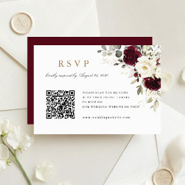 フラワー ブルゴーニュ グリーナリー ウェディング QRコード RSVP カード