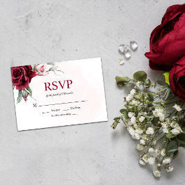 フラワー ブルゴーニュ グリーナリー ウェディング RSVP カード