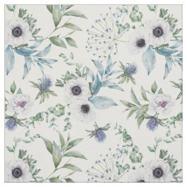 フラワー ホワイト アネモネ アザミ 植物画 ファブリック