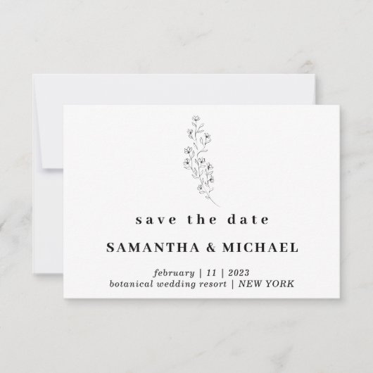フラワー ボーホー クリア インドゥィー セーブ・ザ・デート ウェディング 招待状 (正面)