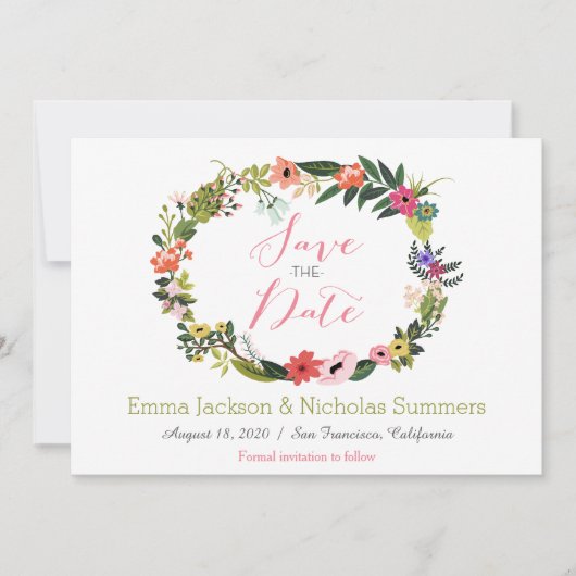 フラワー リース セーブ・ザ・デート カード (正面)